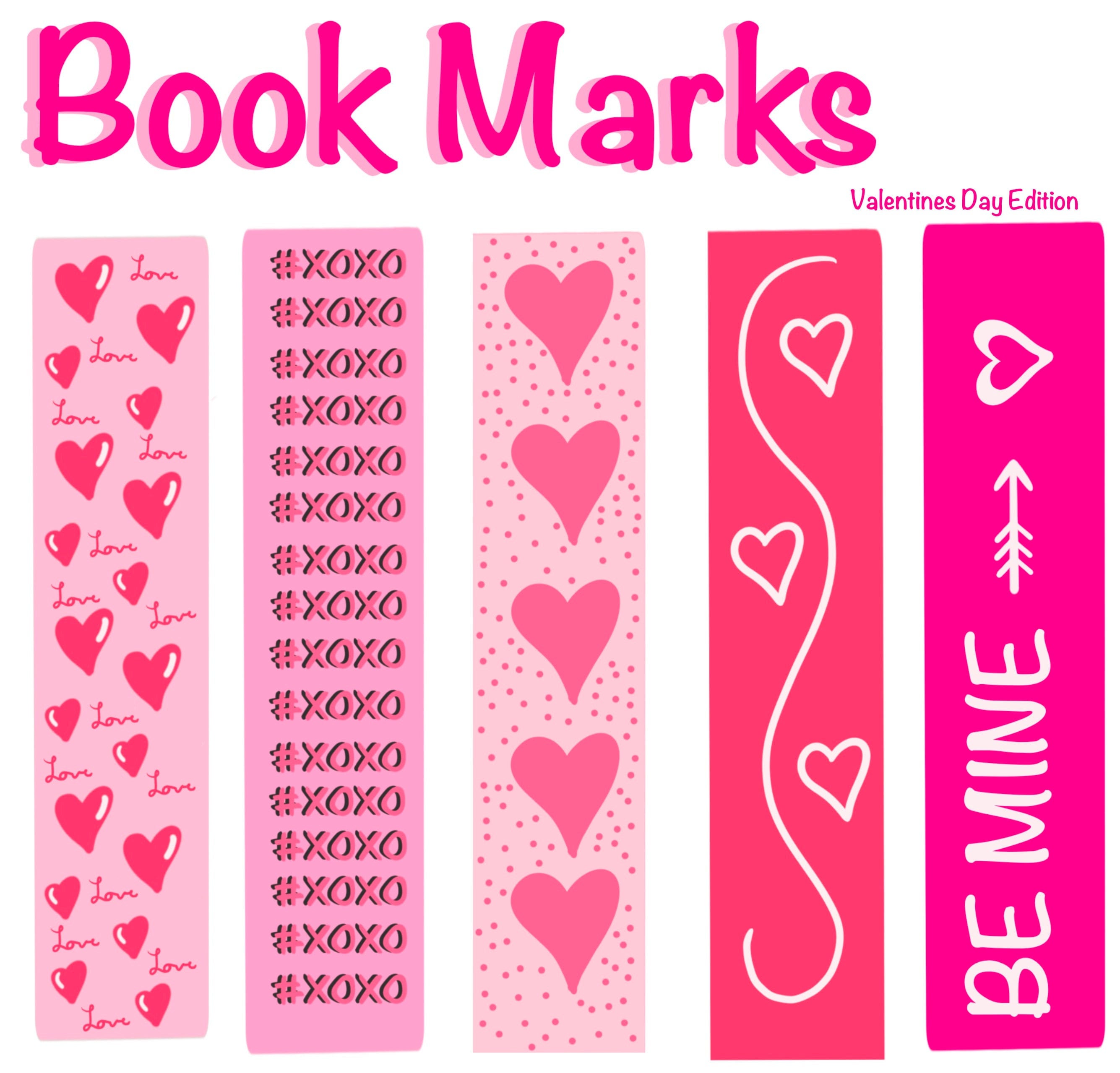 Set of 5 Valentines Day Book Marks - Gifts for Students - Digital ...