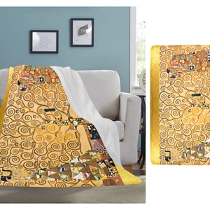 Gustav Klimt&#39;s Tree of Life Ultra-Soft Micro Fleece Blanket, 60&quot; X 80&quot;  (Made In USA)