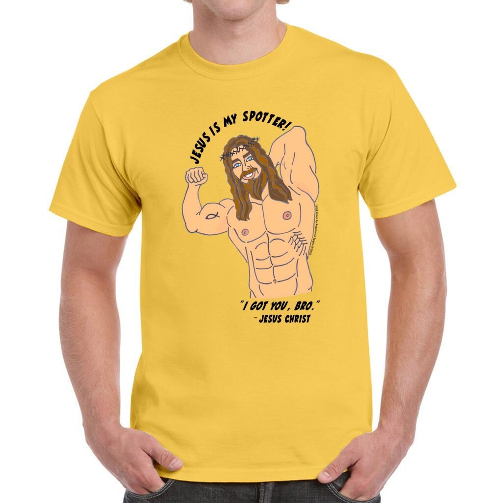 Jesus is My Spotter! Muscular Jesus Christ Weightlifting Gym Bro Funny ...