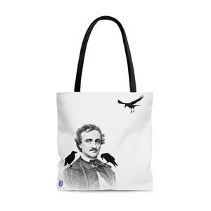 Edgar Allan Poe, Raven, Crow, Black Bird Double Sided Print Tote Bag