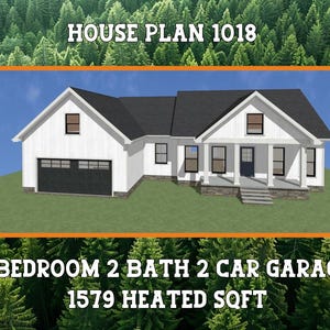 House Plan - 3 Bedroom, 2 bath, 2 car garage.