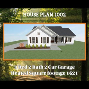 House Plan - 3 Bedroom, 2 bath, 2 car garage.
