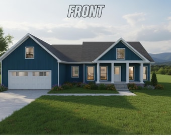 Plano de casa tradicional / 3 habitaciones, 2 baños / Diseño de planta abierta / Descarga inmediata