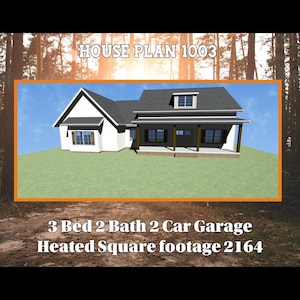 House Plan - 3 Bedroom, 2 bath, 2 car garage.