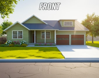 Traditional House Plan | 3 Bedroom 2 1/2 Bath room | Open Floor Concept | Instant Download