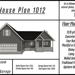 Traditional House Plan | 3 Bedroom 4 Bathroom | Traditional Floor Concept | Instant Download image 2