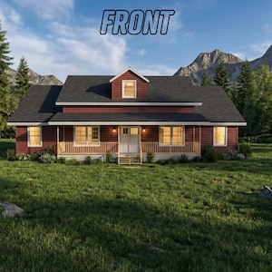 Traditional Style House Plan | 3 Bedroom 2 Bathroom | Open Floor Concept | Instant Download