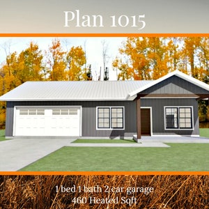 House Plan - 1 bedroom 1 bath 2 garage