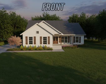 Traditional House Plan | 3 Bedroom 2 Bath | Open Floor Concept | Instant Download