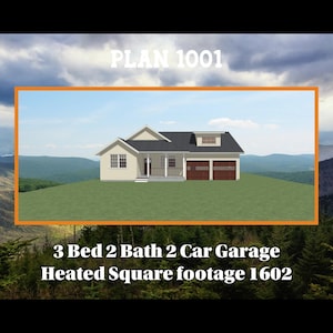 House Plan - 3 Bedroom, 2 bath, 2 car garage.