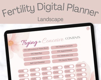 DIGITAL FERTILITY PLANNER, Trying to Conceive Journal, ttc Conception Tracker for Ipad, Goodnotes, Notability, Xodo and others - Landscape