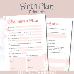 BIRTH PLAN Ultimate Printable Birthing Plan Template Labor, Delivery ...