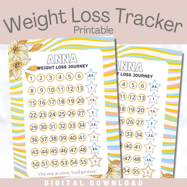 Personalized Weight Loss Journey 1 - 4 Stone | A5 Customized Slimming World, Weight Watchers, Diet Tracker, FLO Chart | PRINTABLE