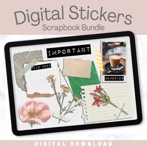 AESTHETIC SCRAPBOOK Digitale Sticker für GoodNotes, Notability, XODO und andere | 85 Realistische Schöne Collage Digitale Sticker