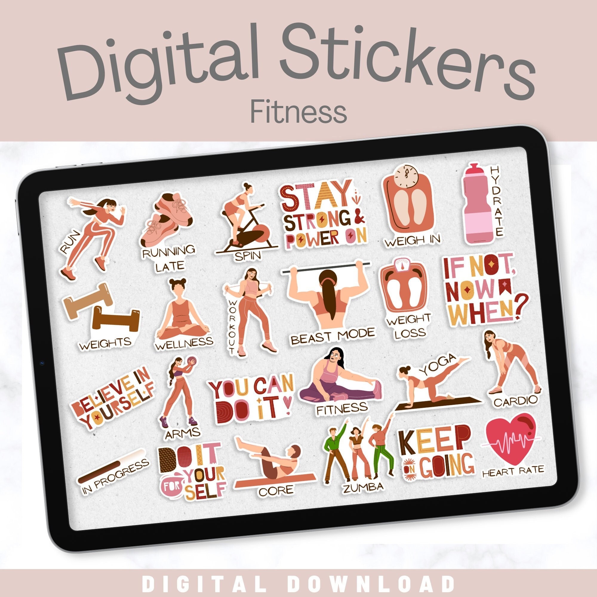 180 Digital Journal Stickers Pre-cropped Goodnotes Stickers Bullet Journal  Stickers Stickers for iPad Notability Aesthetic Sticker 