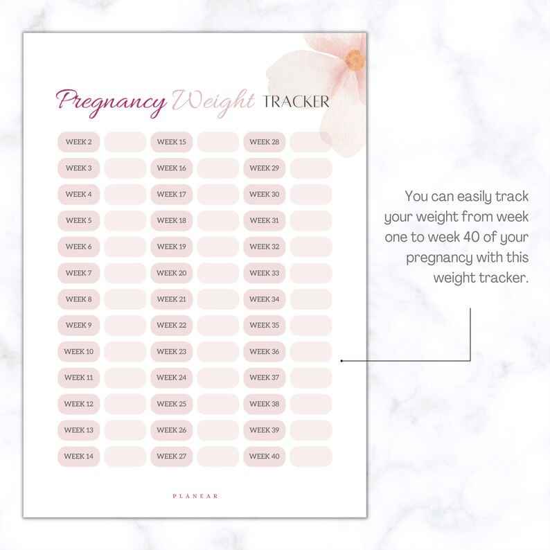 Pregnancy Weight Tracker Printable Healthy Baby Weight Gain Etsy