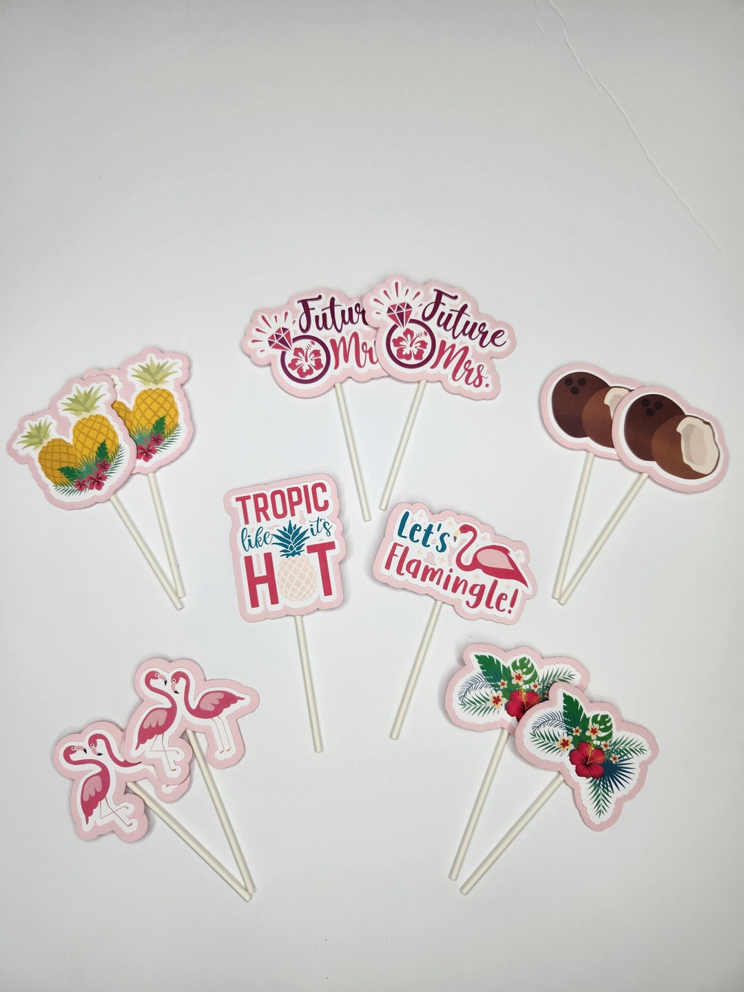 Bachelorette Cupcake Toppers, Tropical Bachelorette Decor, Tropical Bachelorette Cupcake Toppers