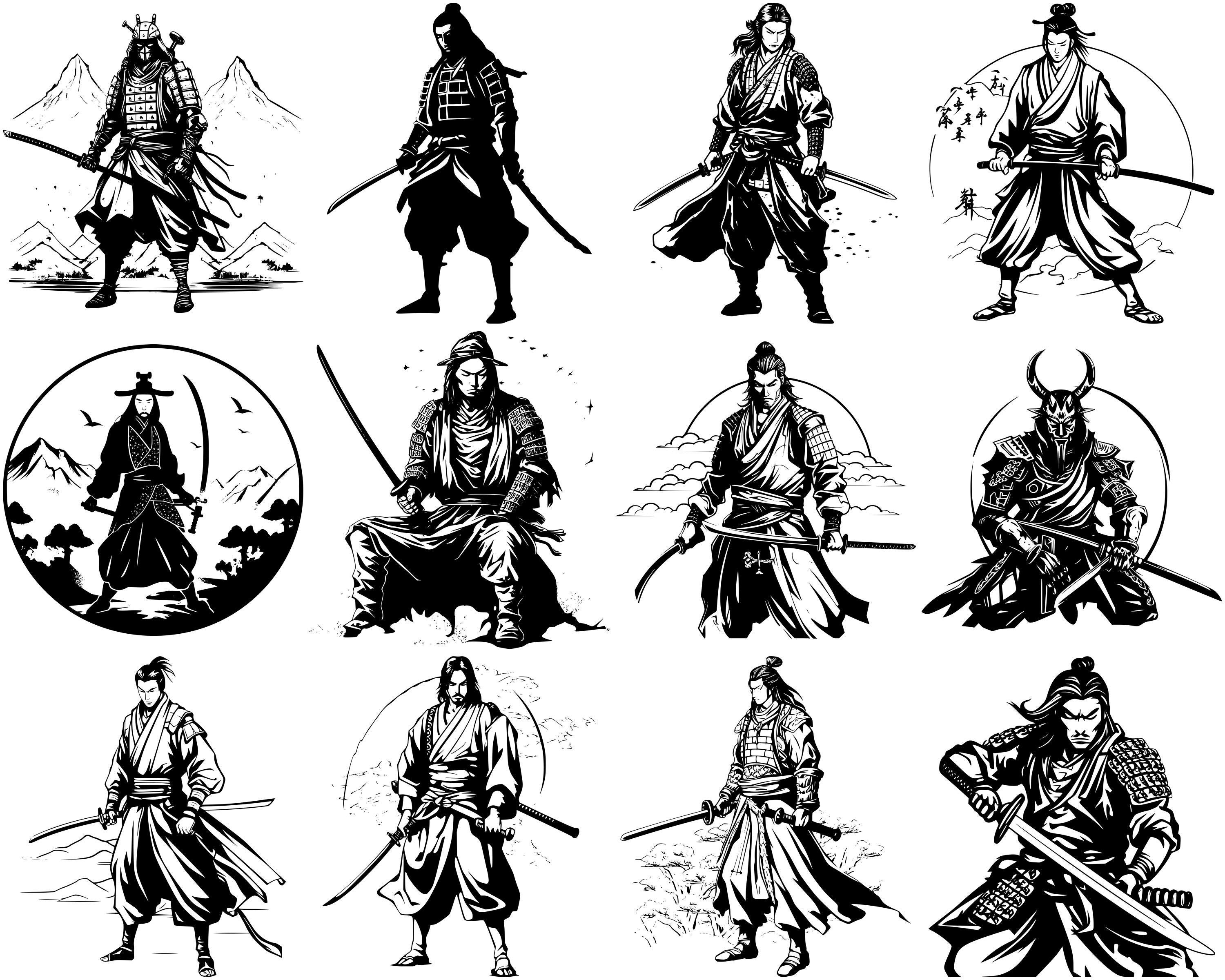 Samurai Warrior SVG Bundle, Set of 100, Instant Digital Download, Png ...