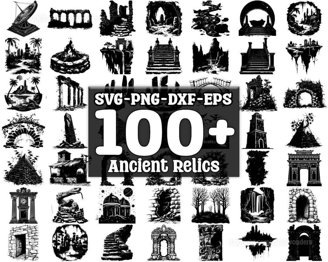 Ancient Relics SVG Bundle, Set of 100, Instant Digital Download, Png ...