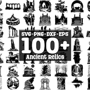Ancient Relics SVG Bundle, Set of 100, Instant Digital Download, png, svg, eps, dxf