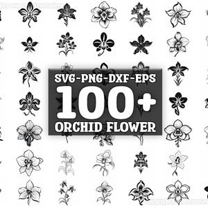 Orchid Flower SVG Bundle, Set of 100, Instant Digital Download, png, svg, eps, dxf