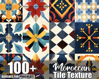 Más de 100 texturas de azulejos marroquíes para Procreate, pinceles para Procreate, descarga digital instantánea