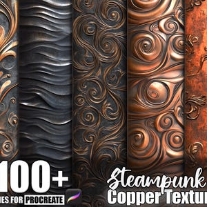 Steampunk Copper 100+ Procreate Textures, Brushes for Procreate, Instant Digital Download
