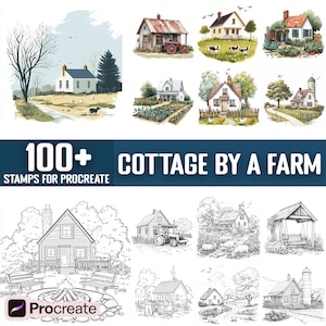 100+ Cottage by a Farm Procreate Stamps, Brushes for Procreate, Instant Digital Download