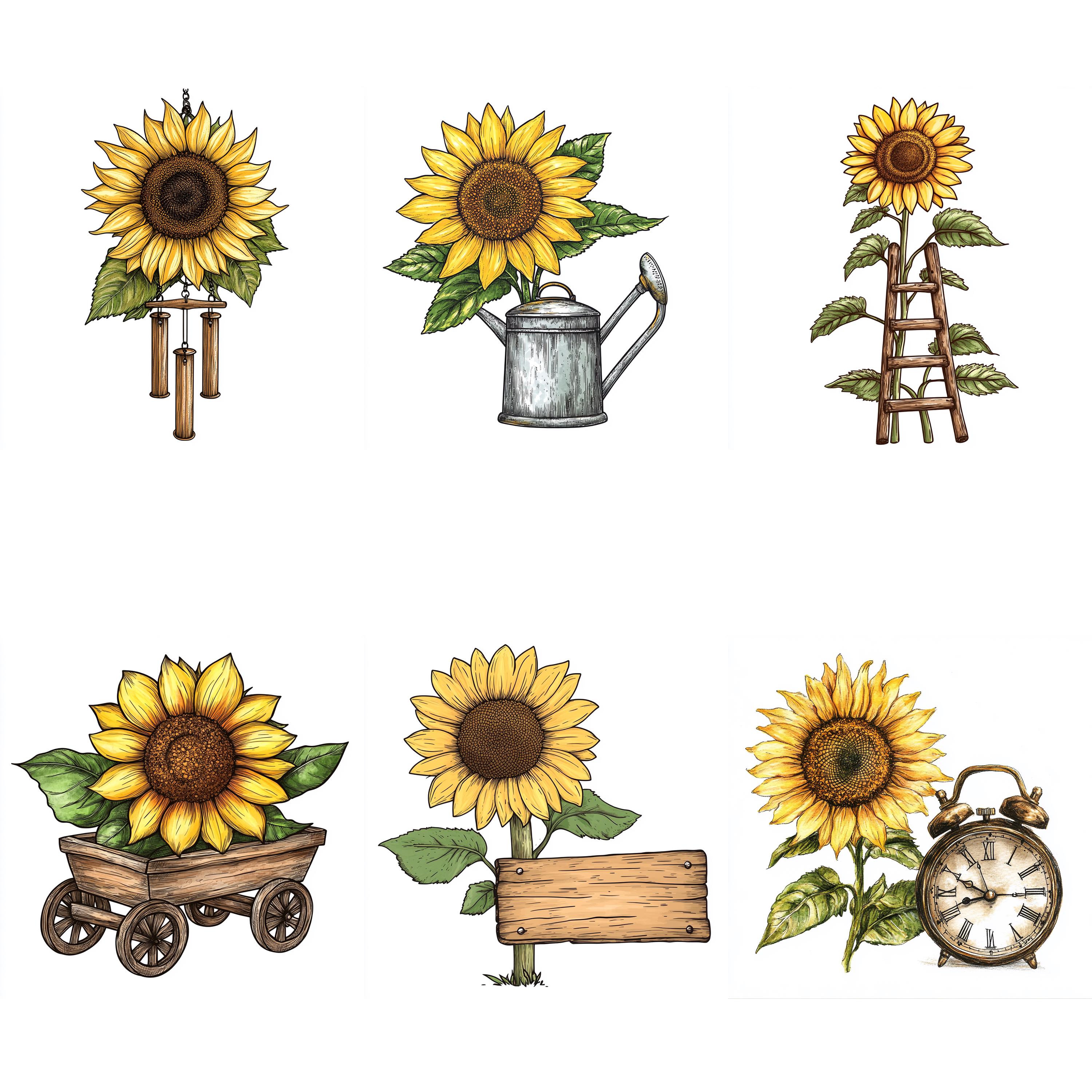 100+ Sunflower Charm Procreate Stamps, Brushes for Procreate, Instant ...