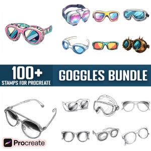 100+ Goggles, Sunglasses Procreate Stamps, Brushes for Procreate, Instant Digital Download