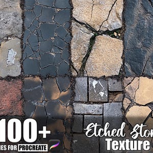100+ Etched Stone Procreate Textures, Brushes for Procreate, Instant Digital Download