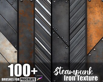 100+ Steampunk Iron Procreate Textures, Brushes for Procreate, Instant Digital Download