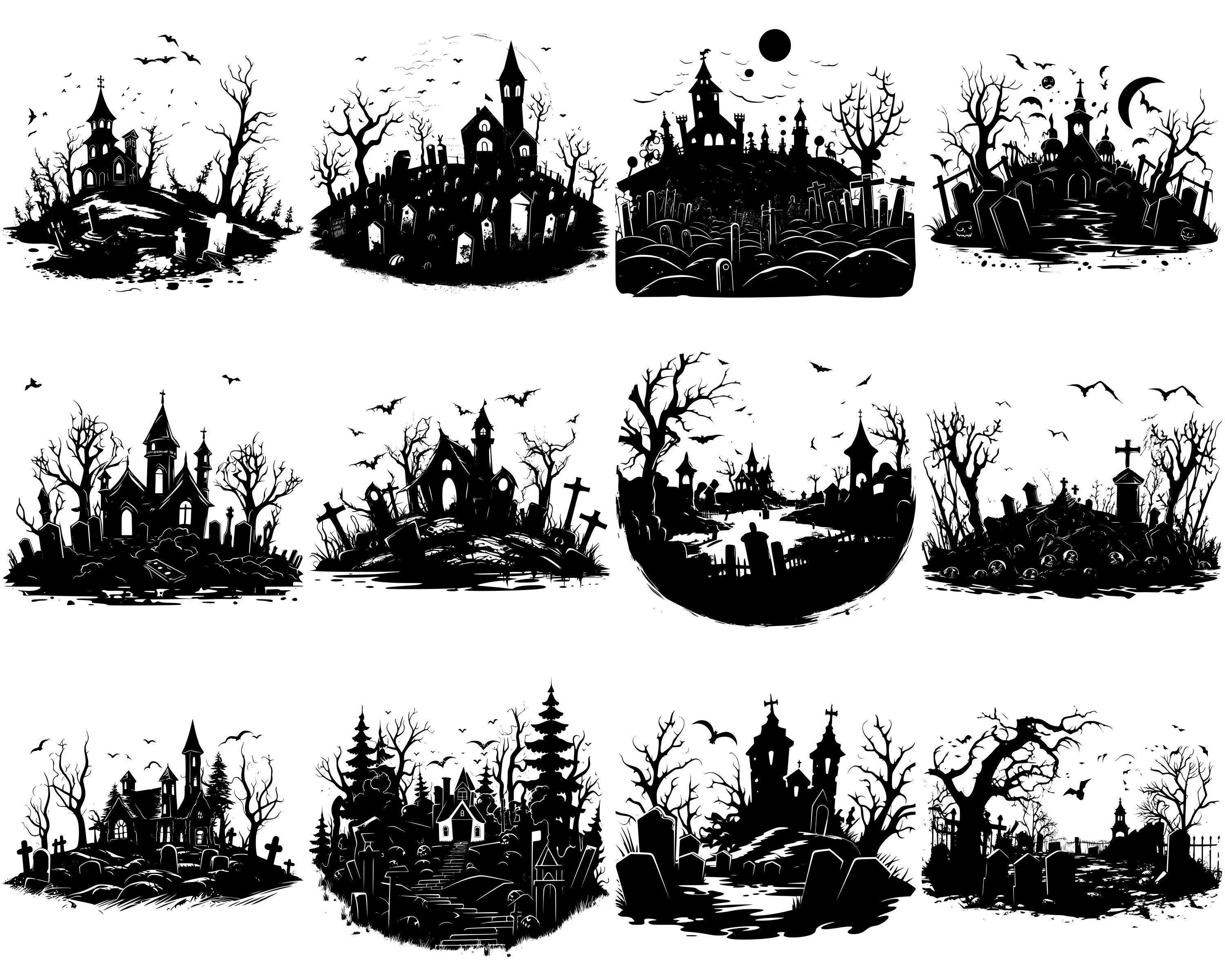 Graveyard SVG Bundle, Set of 100, Instant Digital Download, Png, Svg ...