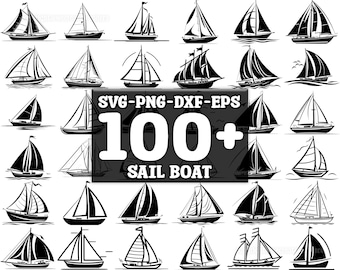 Segelboot SVG Bundle, Set von 100, sofortiger digitaler Download, png, svg, eps, dxf