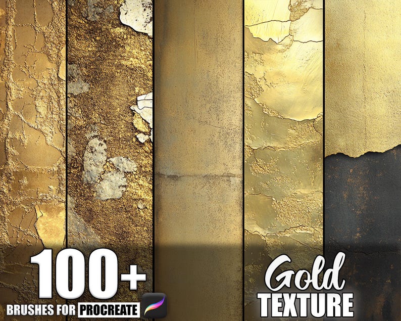 100+ Gold Texture Procreate Textures, Brushes for Procreate, Instant ...