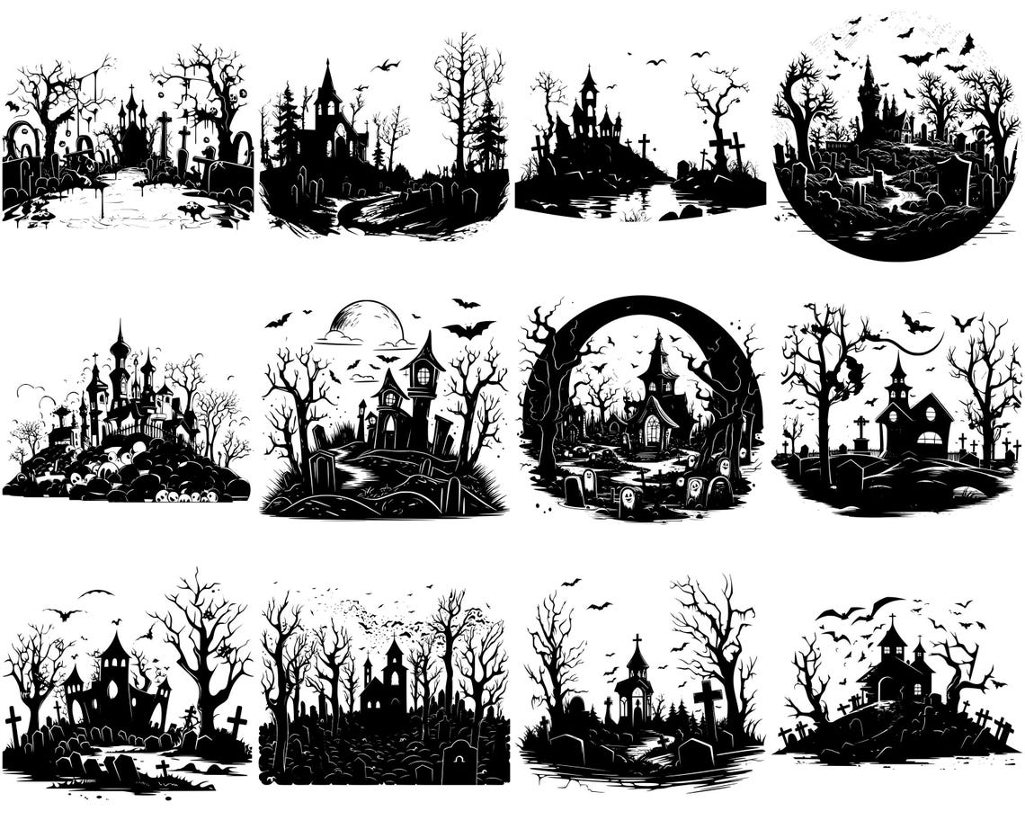 Graveyard SVG Bundle, Set of 100, Instant Digital Download, Png, Svg ...