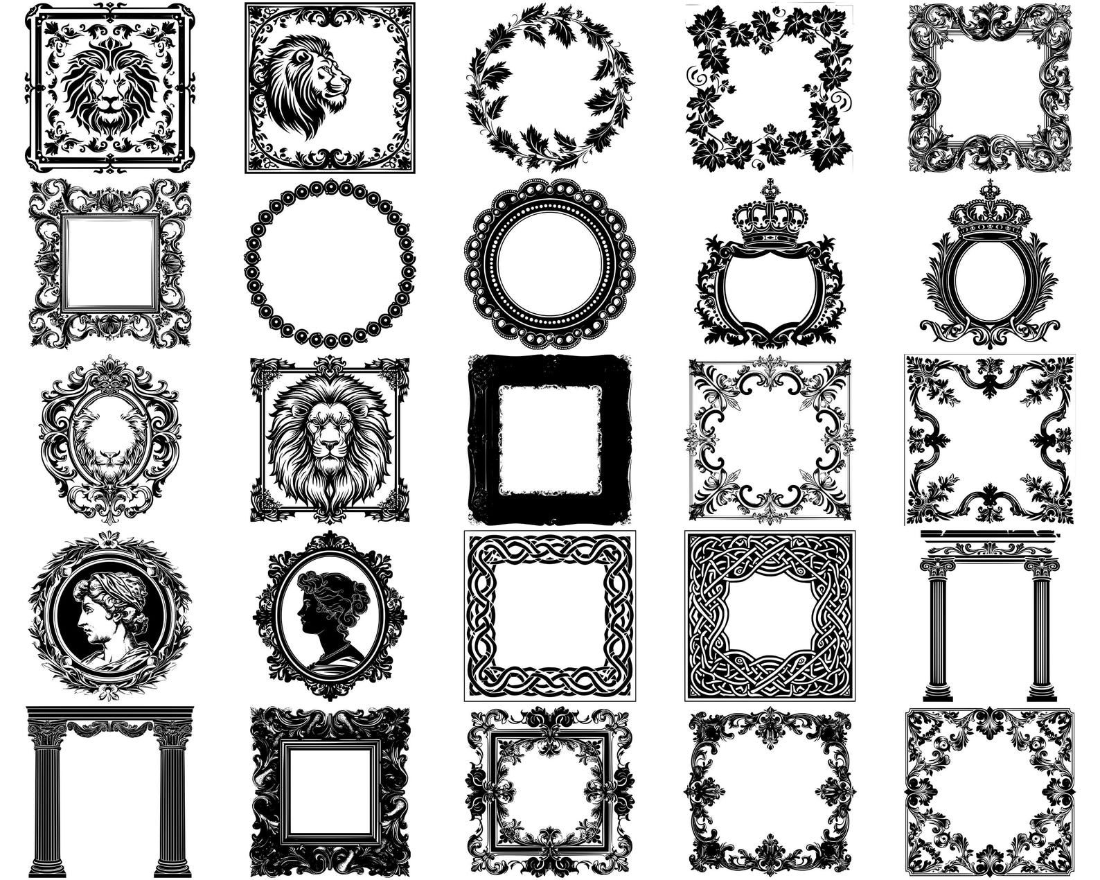 Timeless Renaissance Frames SVG Bundle, Set of 100, Instant Digital ...