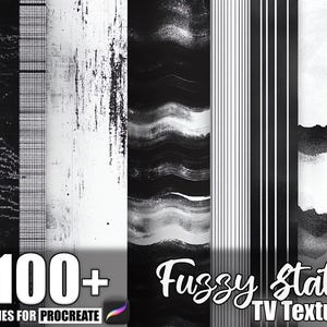 100+ Fuzzy Static TV Procreate-texturer, penslar för Procreate, omedelbar digital nedladdning