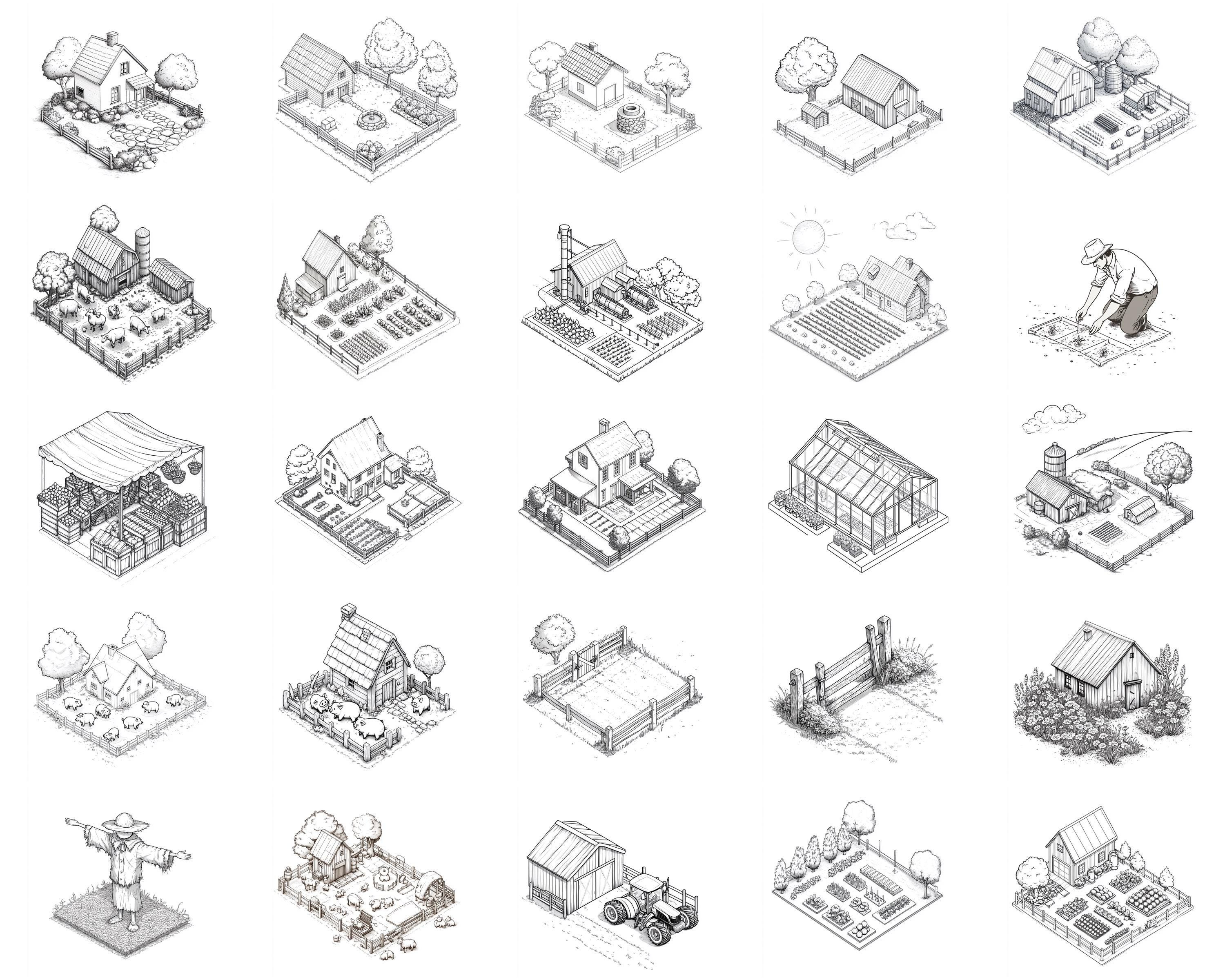 100+ Isometric Farm Procreate Stamps, Brushes for Procreate, Instant ...