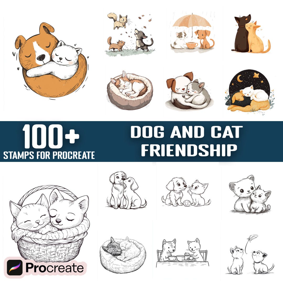 100+ Dog and Cat Procreate Stamps, Brushes for Procreate, Instant ...