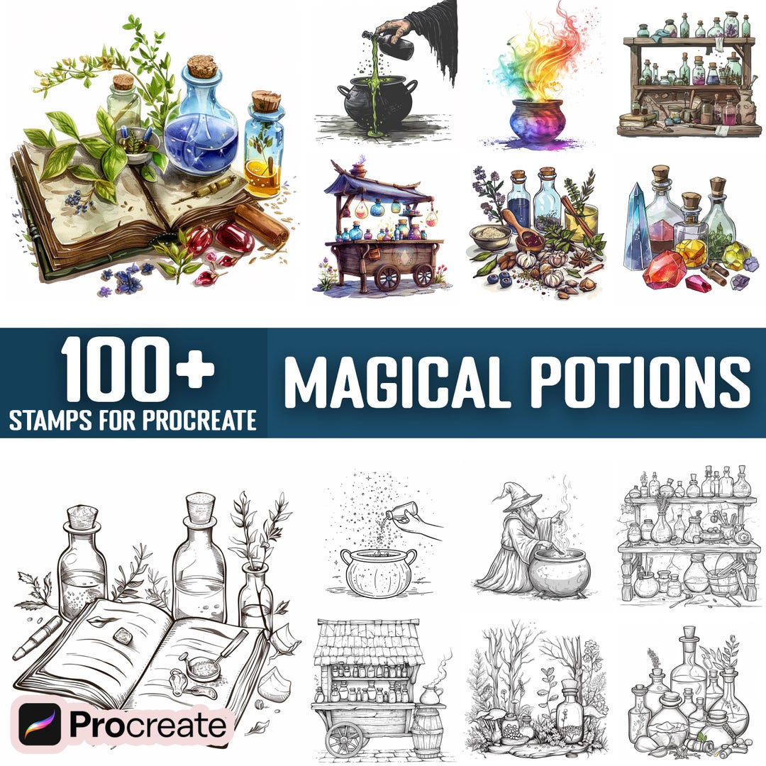 100+ Magical Potions Procreate Stamps, Brushes for Procreate, Instant ...