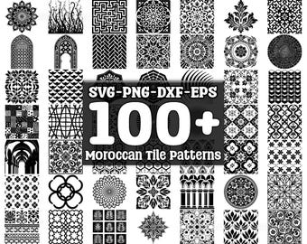 Moroccan Tile Patterns SVG Bundle, Set of 100, Instant Digital Download, png, svg, eps, dxf