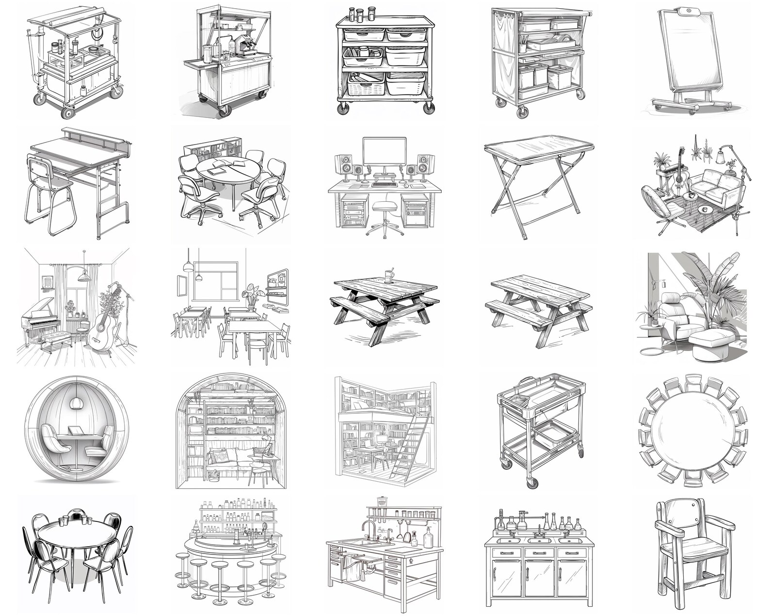 100+ School Furniture Procreate Stamps, Brushes for Procreate, Instant ...