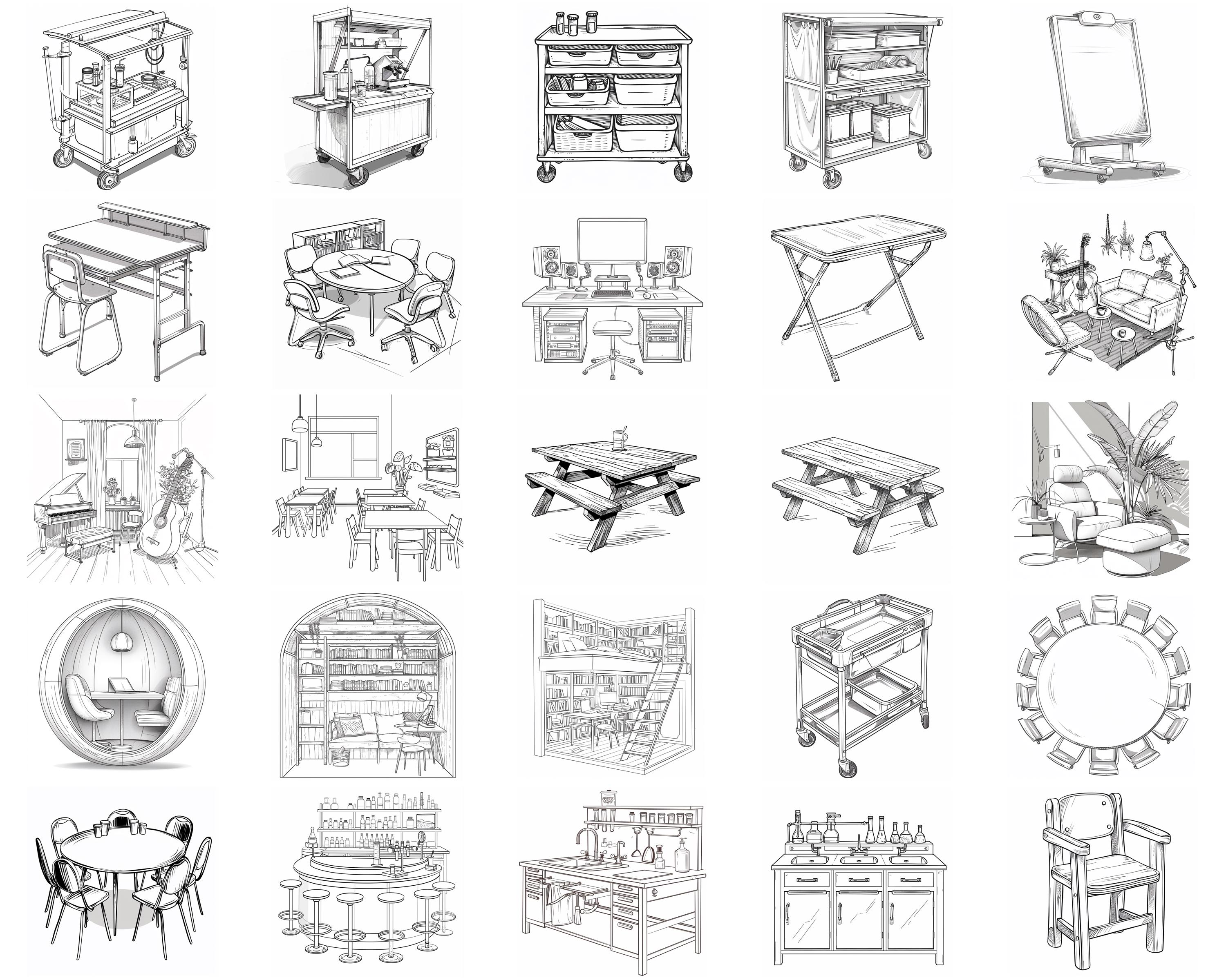 100+ School Furniture Procreate Stamps, Brushes for Procreate, Instant ...