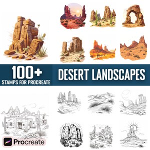 100+ Desert Landscape Procreate Stamps, Brushes for Procreate, Instant ...