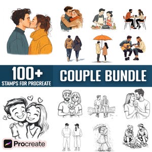 Oltre 100 timbri Procreate per coppie, pennelli per Procreate, download digitale istantaneo