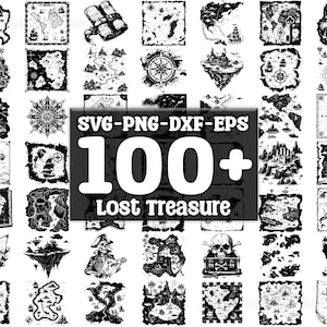 Paquete SVG de tesoro perdido (100 unidades), descarga digital instantánea (PNG, SVG, EPS, DXF)