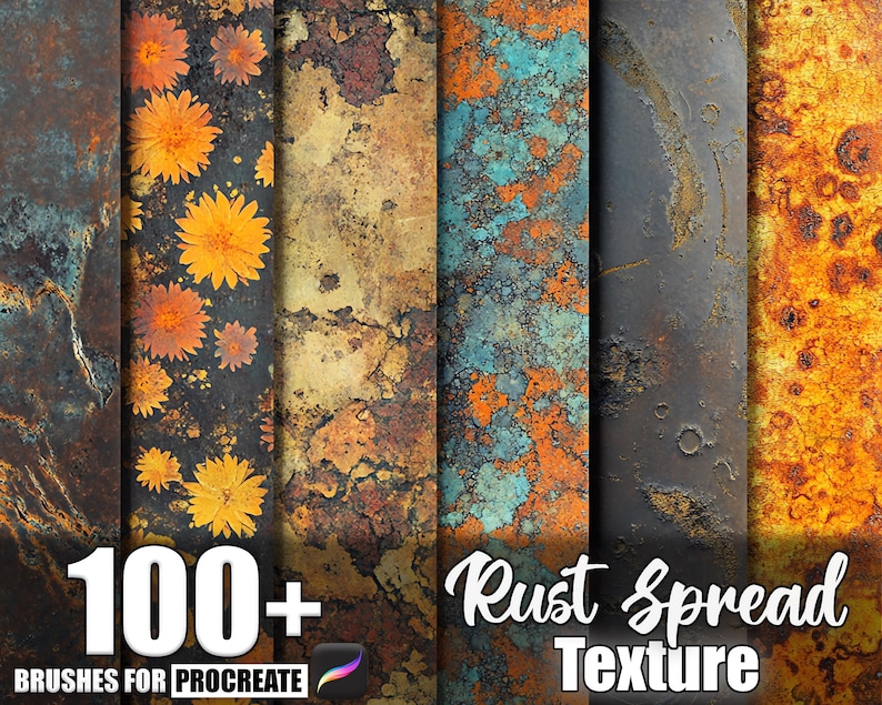 Rust Plastic Graphics 100+ Rust Spread Procreate Textures, Brushes for Procreate, Instant ...