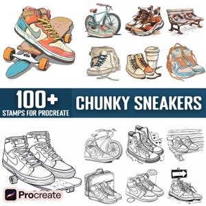 100+ Chunky Sneakers Procreate Stamps, Brushes for Procreate, Instant Digital Download