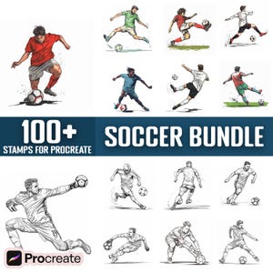 100+ Soccer Procreate Stamps, Brushes for Procreate, Instant Digital Download